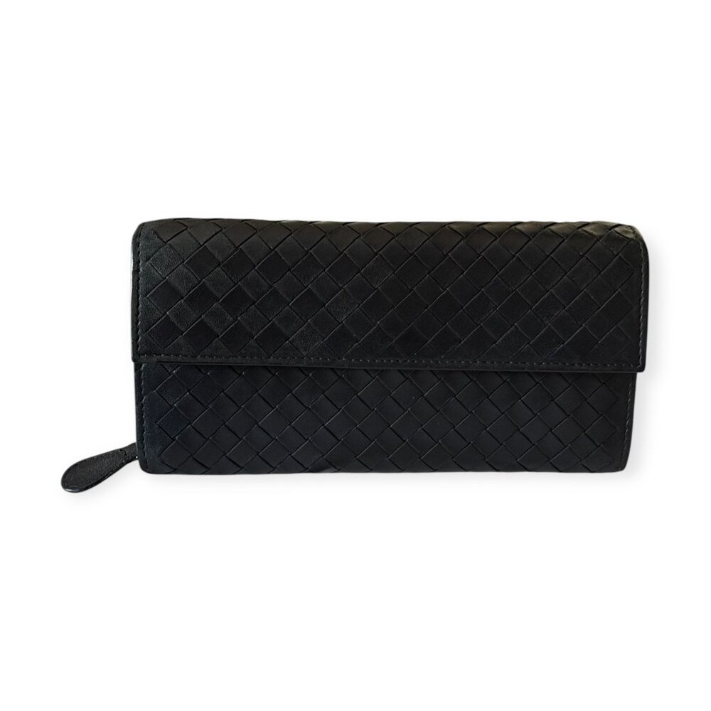 Bottega Veneta Intrecciato Leather Continental Wallet | Black - Picture 2 of 8